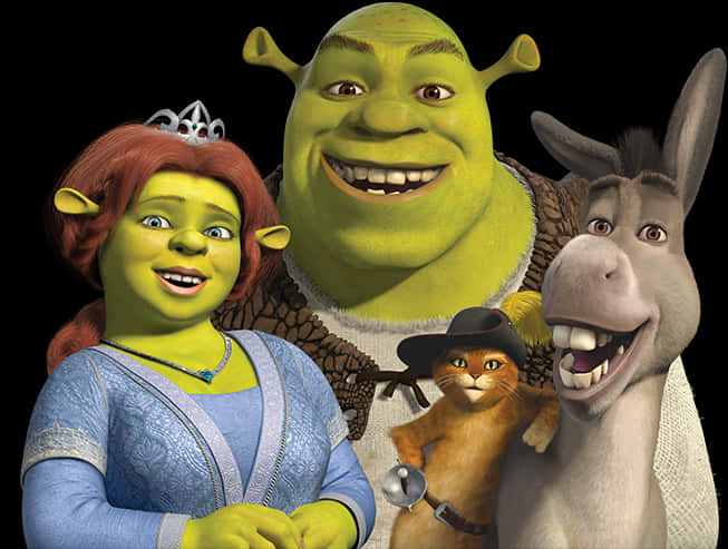 Download Shrekand Friends Smiling | Wallpapers.com