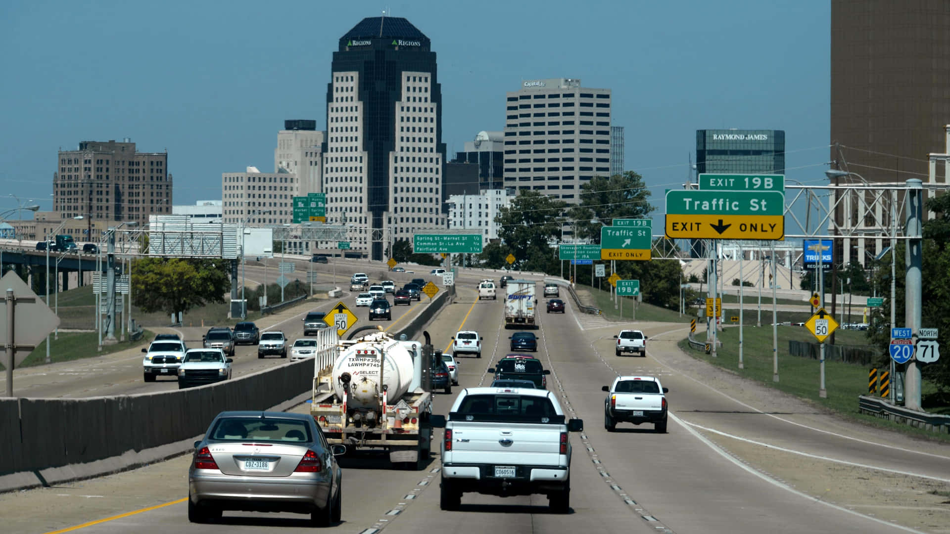 Shreveport Downtown Skyline From Highway Wallpaper