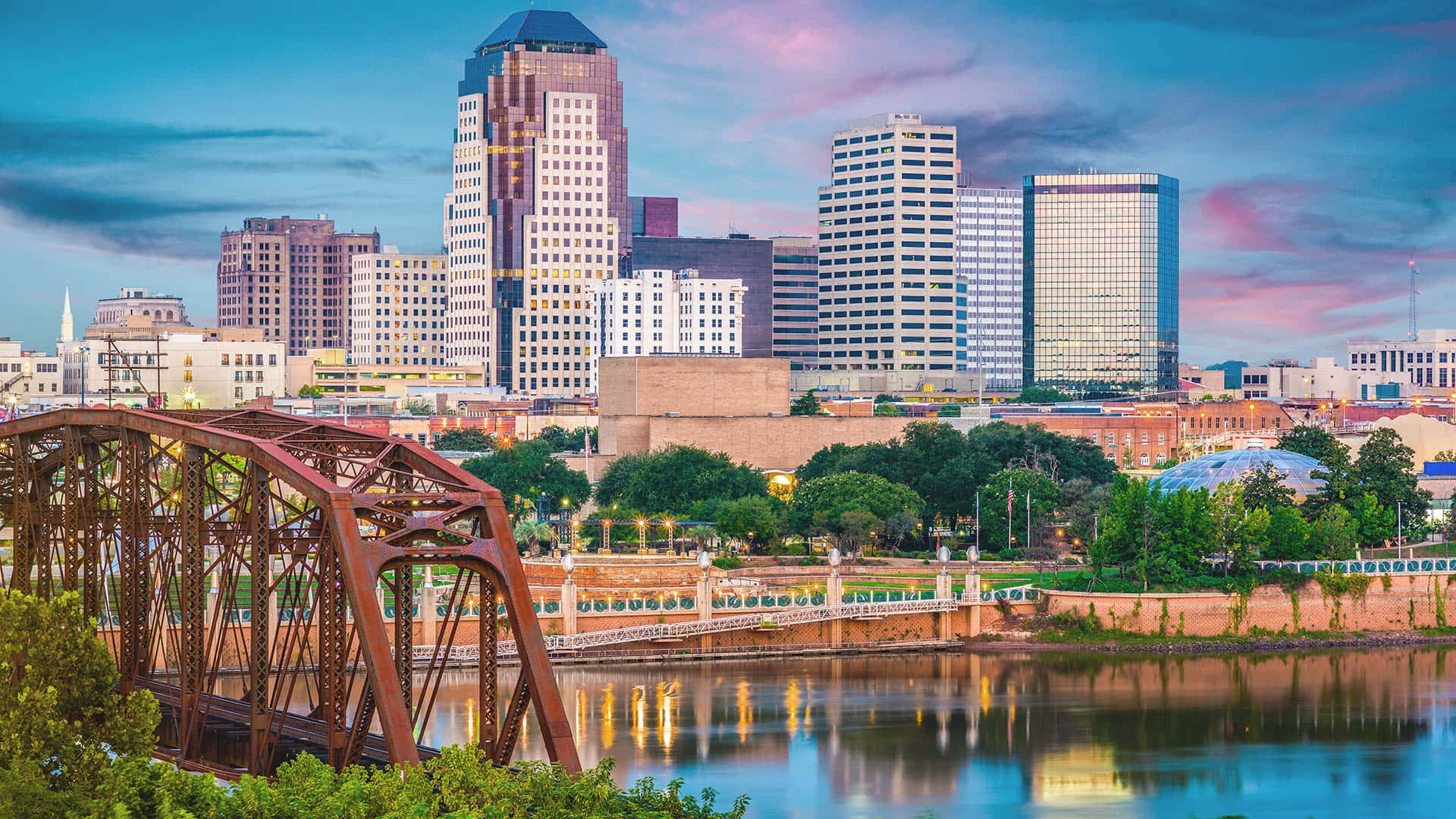 Shreveport Skyline Dusk View Wallpaper