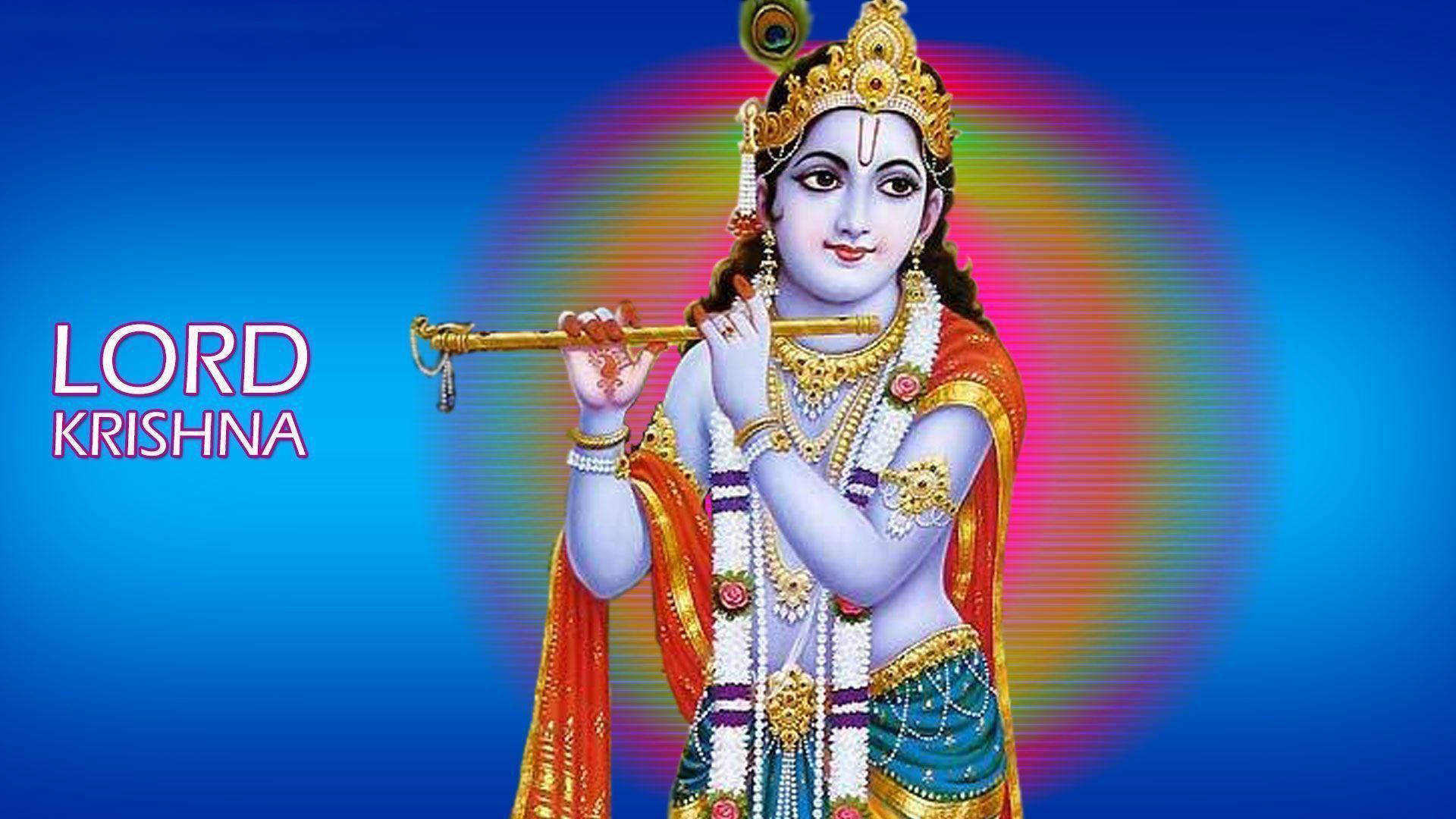 Shri Krishna Against Colorful Circle Wallpaper