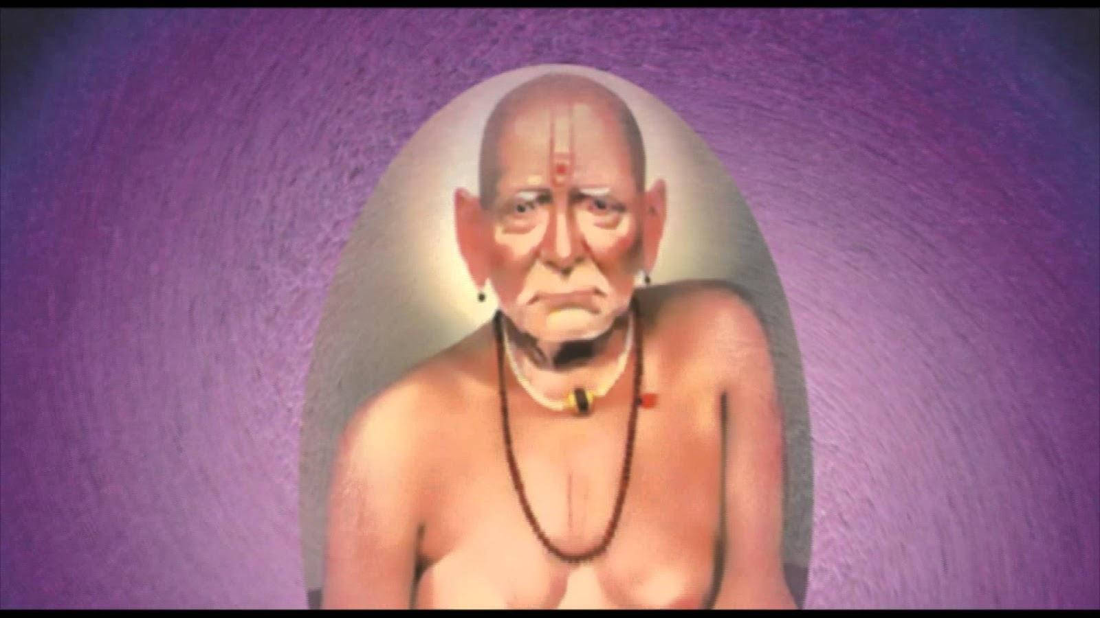 Download Shri Swami Samarth On Purple Background Wallpaper 