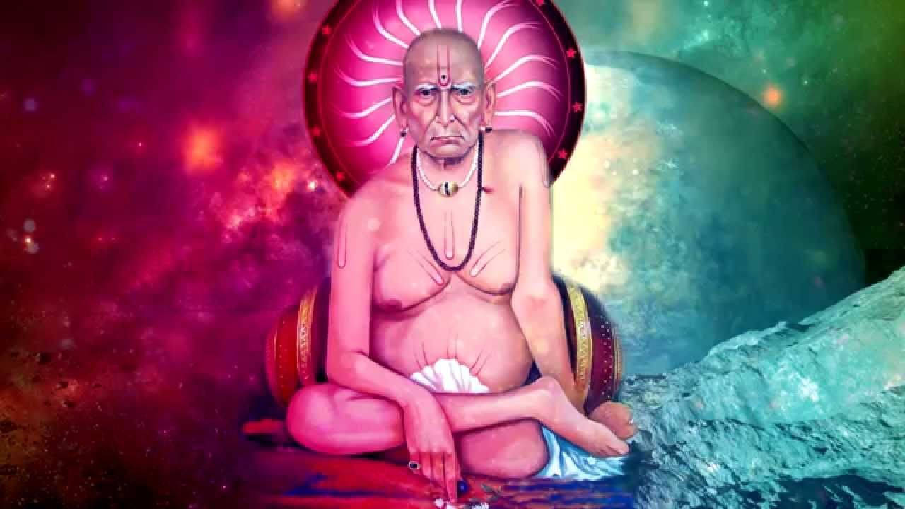 Shri Swami Samarth Pink And Green Background Wallpaper