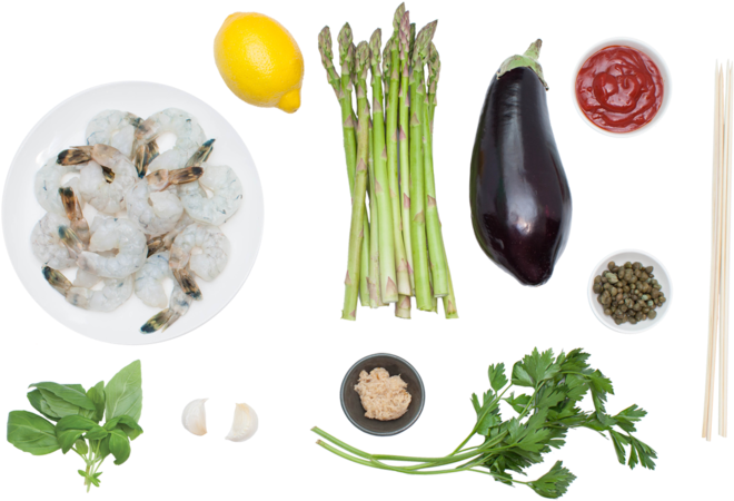 Shrimpand Vegetables Ingredients Flatlay PNG