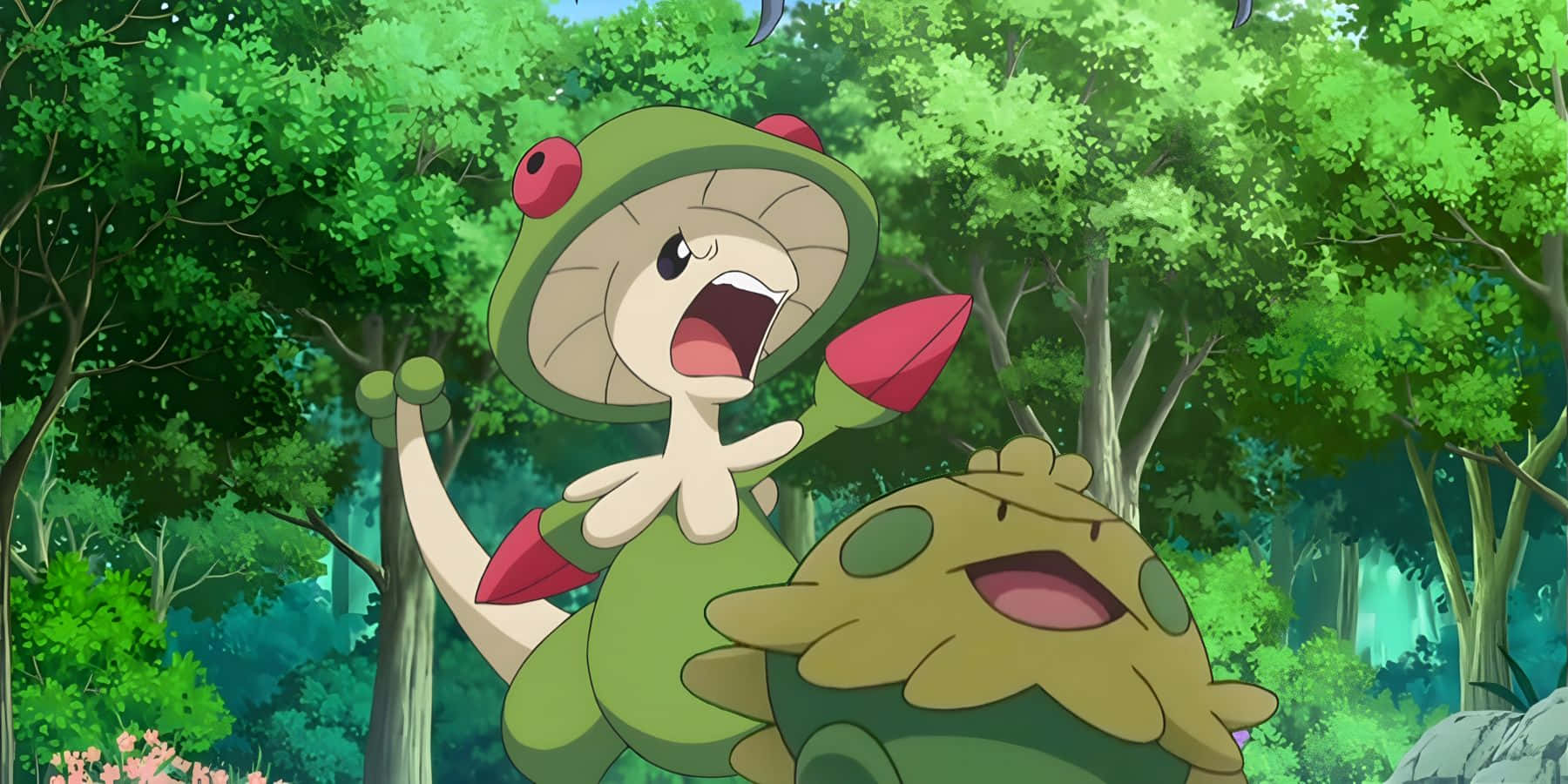 Bosquede Shroomish Y Breloom (hongos Y Pokémon De La Serie Animada) Fondo de pantalla