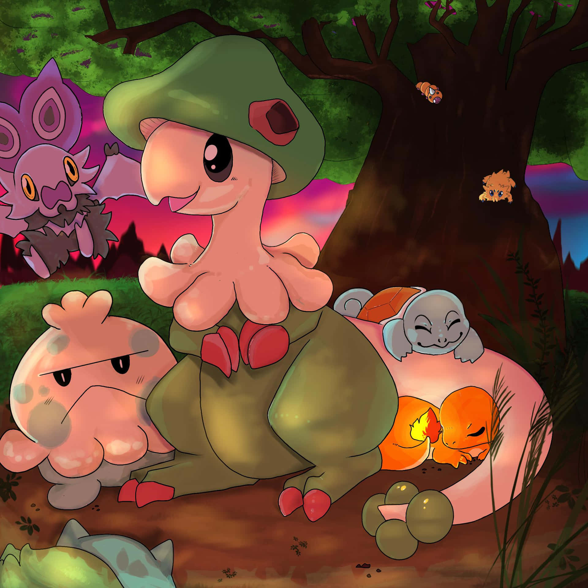 Shroomishbreloom Bosque Pokemon Fondo de pantalla