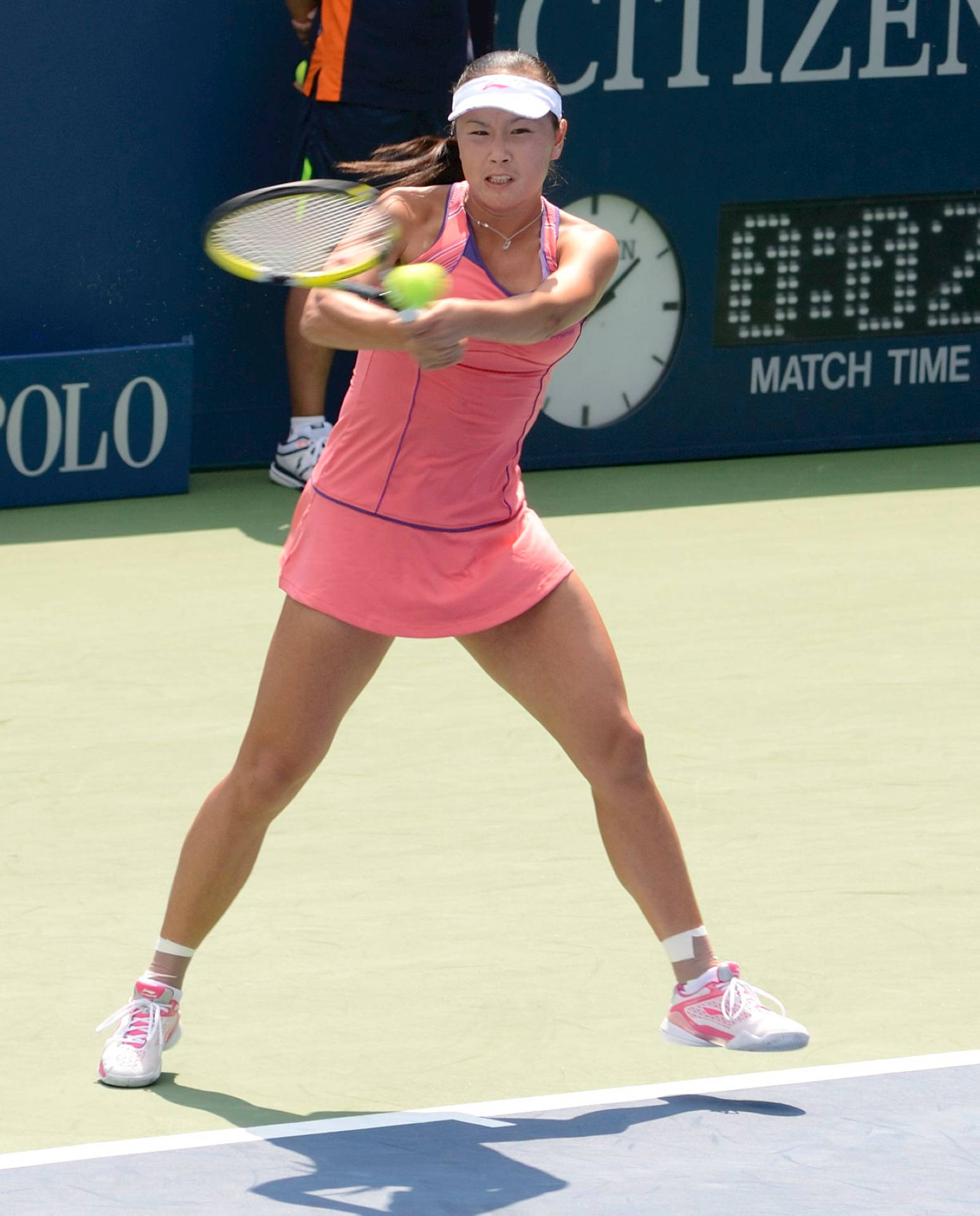 Caption: Chinese Tennis Star, Shuai Peng, in Action Wallpaper