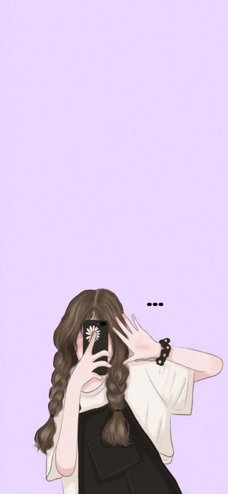 Shy Girl Aestheticwith Phone Camera Illustration Wallpaper
