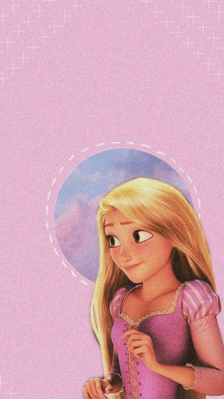 Shy Princess Rapunzel among Flowers Wallpaper