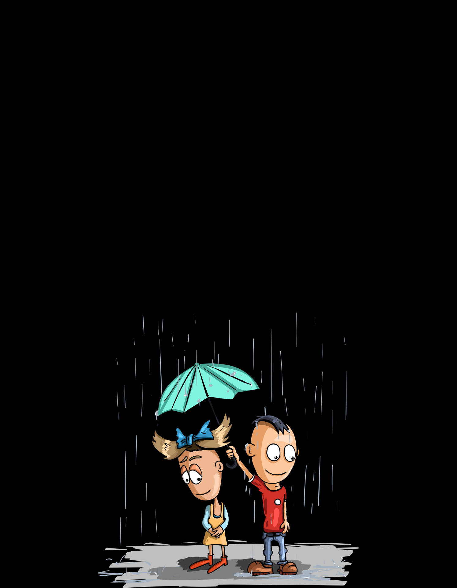 Shy Rain Couple Wallpaper