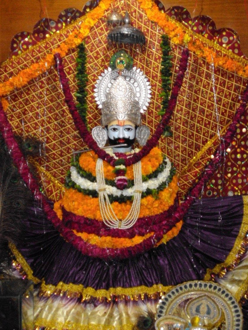 Shyam Baba Statue With Colorful Garlands