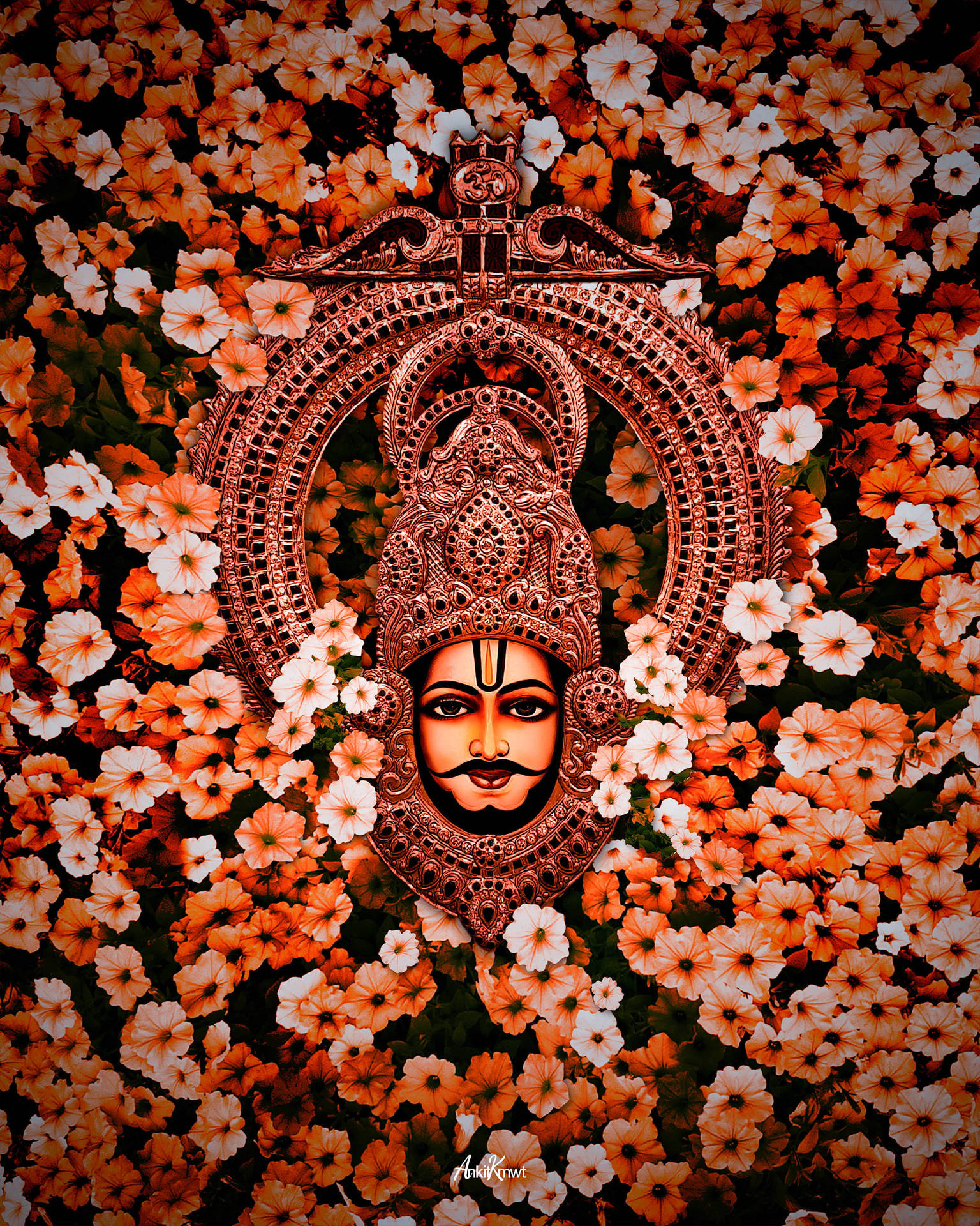 Shyam Baba With Flowers Artwork
