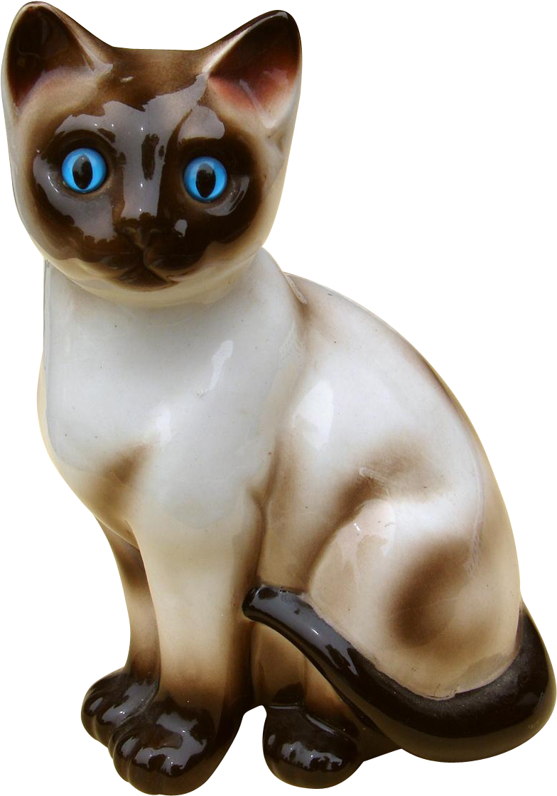 Siamese Cat Figurine Blue Eyes PNG