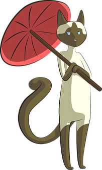 Siamese Cat With Umbrella PNG