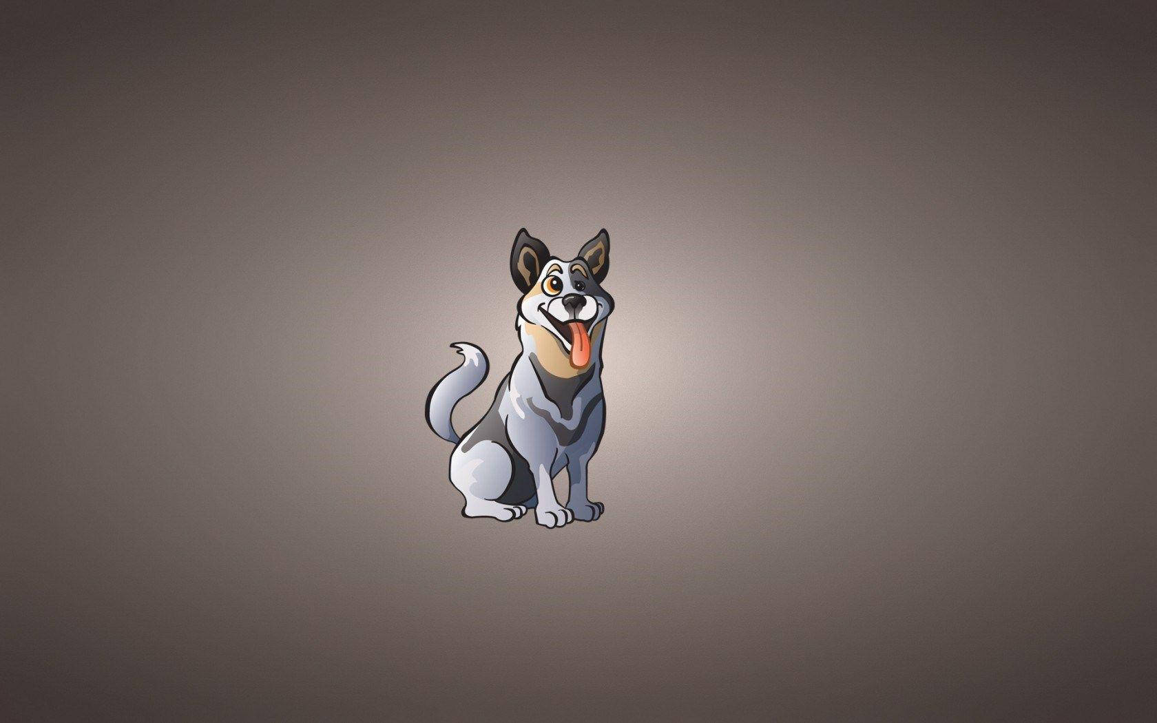 Adorable Cartoon Siberian Husky Dog Wallpaper