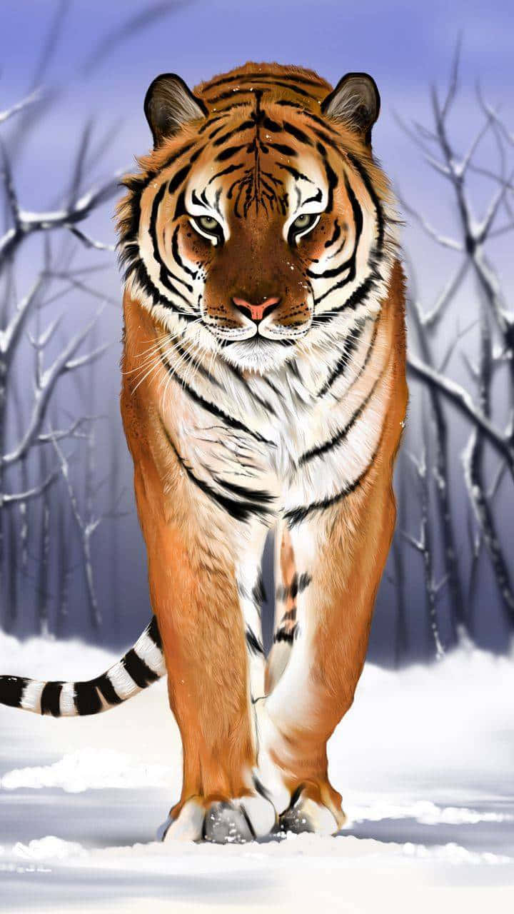 Siberian Tigerin Snowy Forest Wallpaper