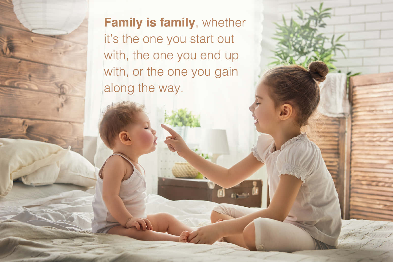 Siblings Bonding Moment Family Quote Wallpaper