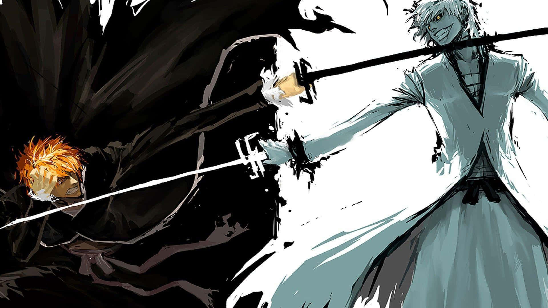 Sfondoper Computer O Cellulare Con Ichigo, Protagonista Del Famoso Anime Bleach, In Bianco E Nero. Sfondo
