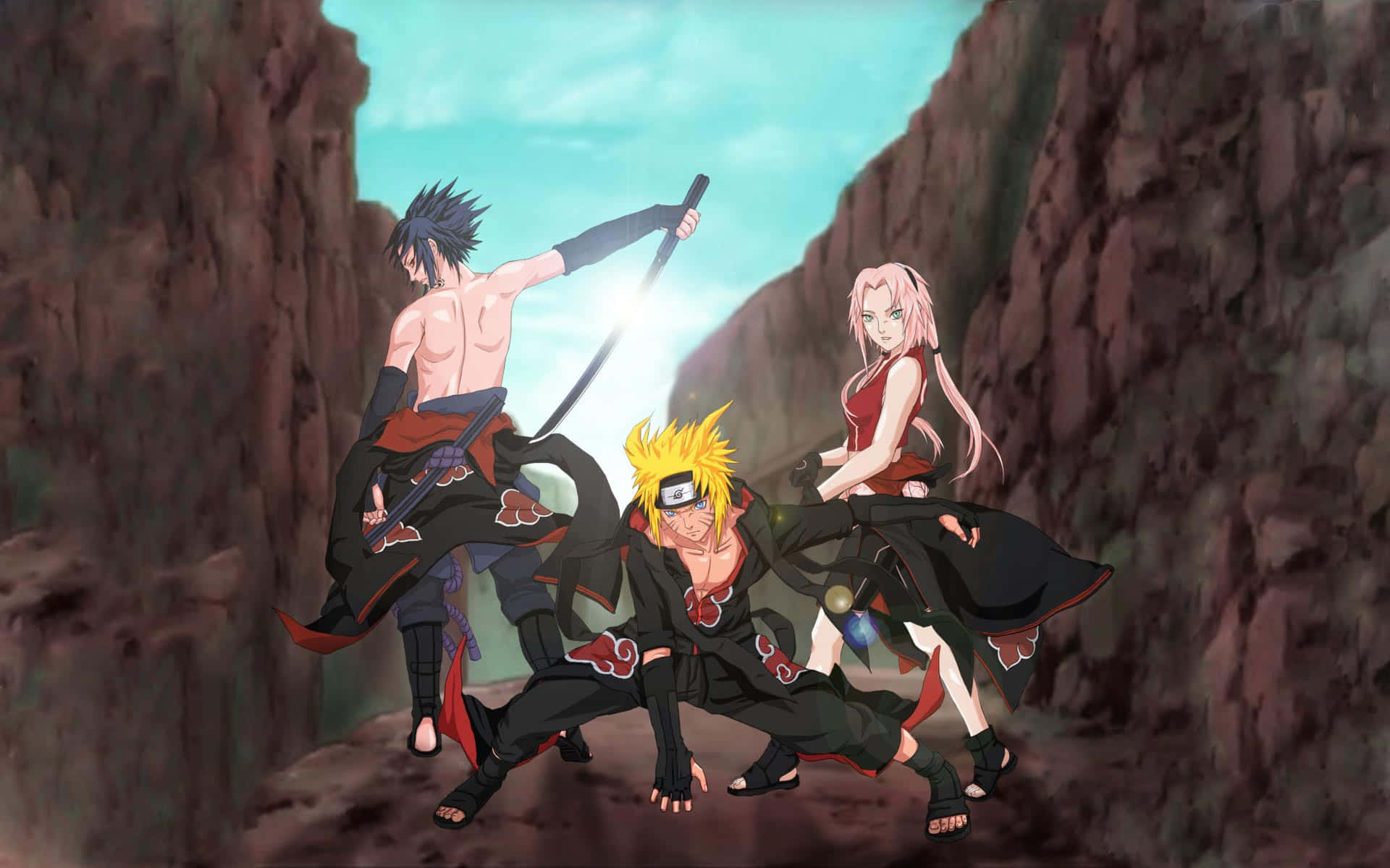 Sick Anime Naruto Team 7 vægmaleri Wallpaper