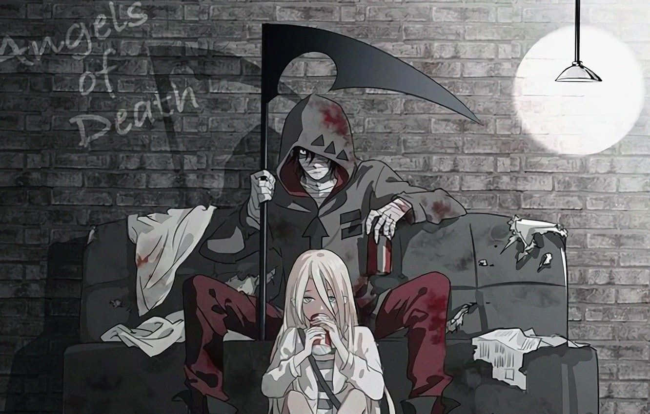Ensorgsen Anime-tjej Försöker Le Genom Smärta. Wallpaper