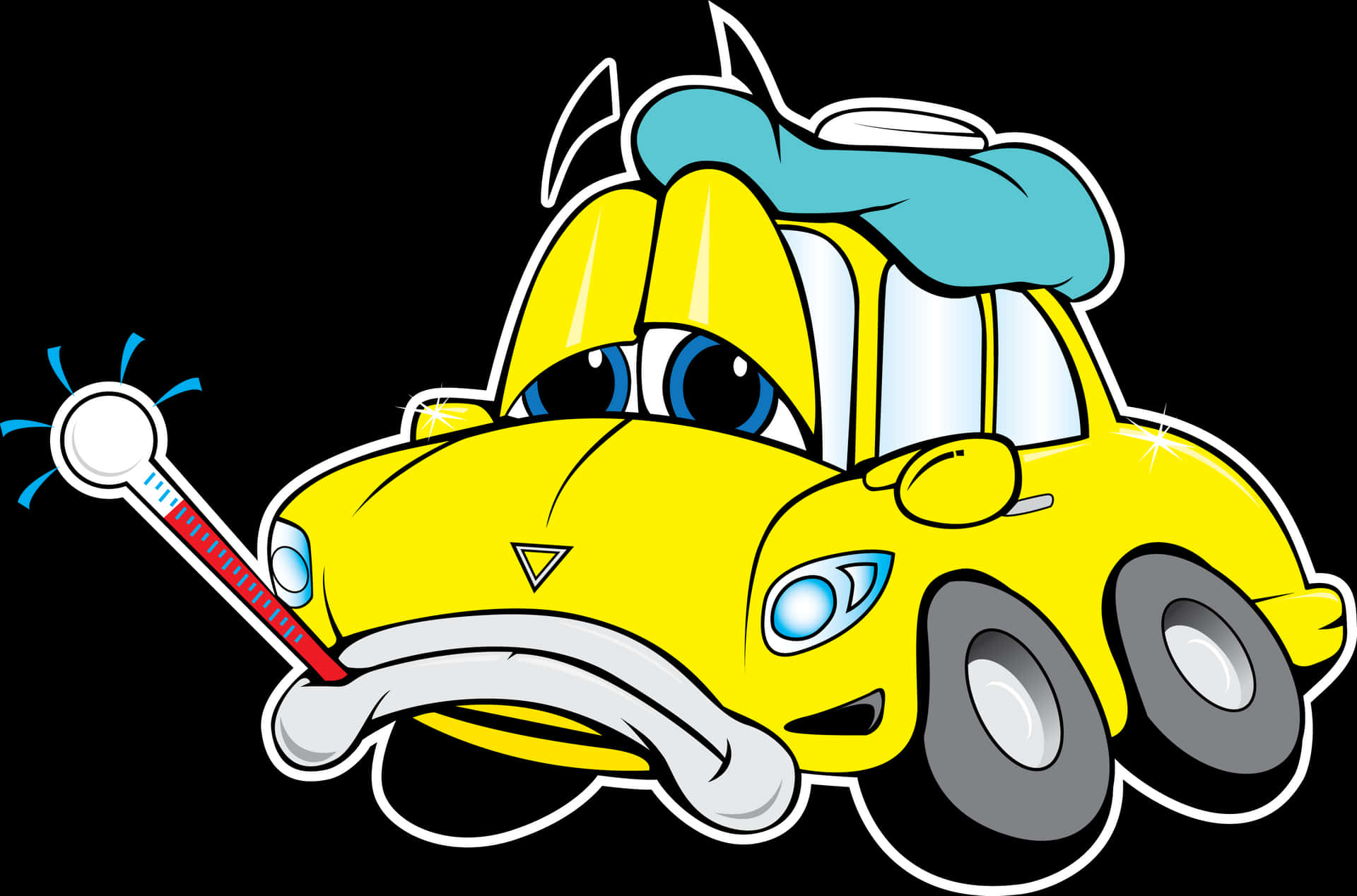 Sick Cartoon Car Illustration PNG