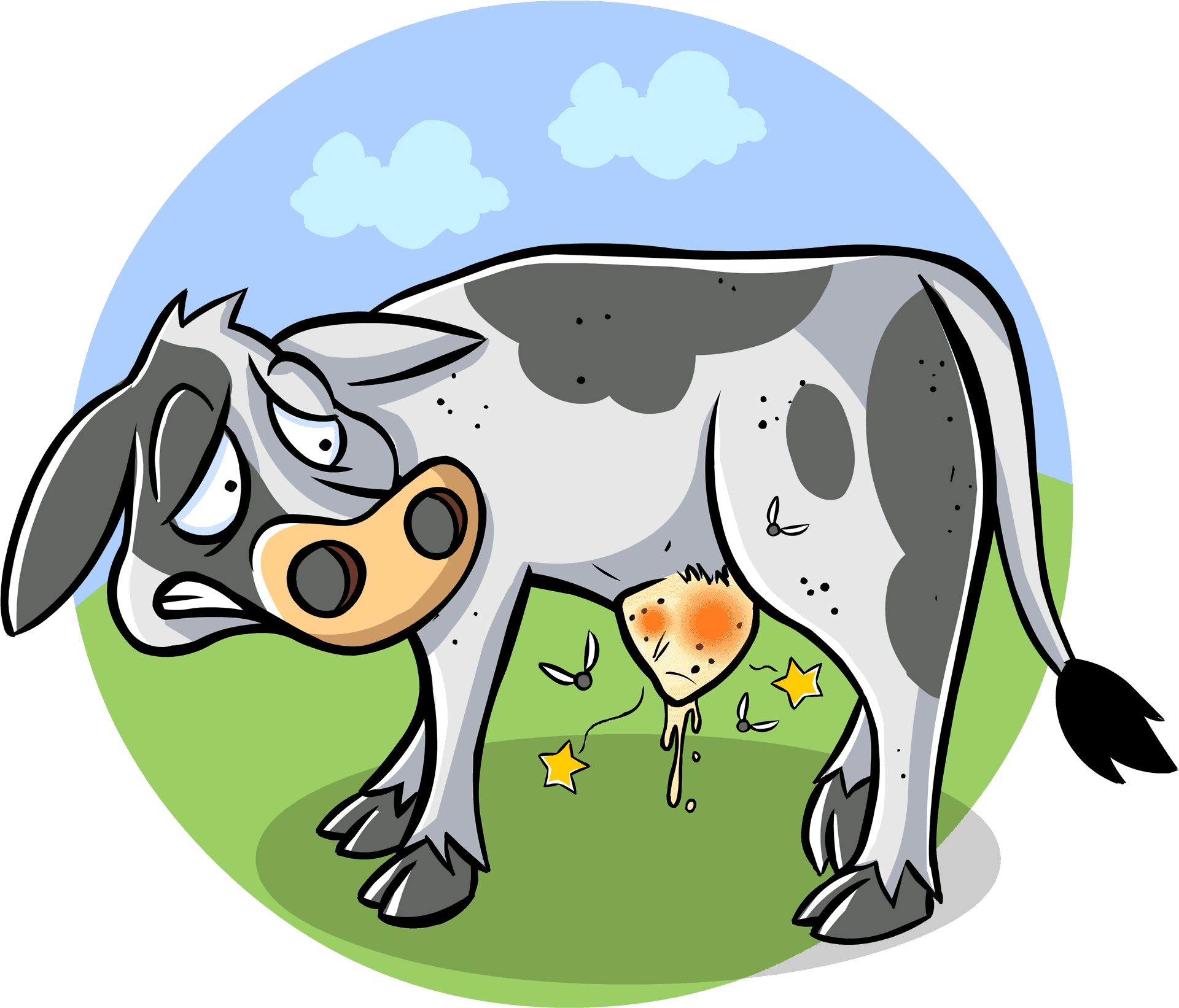 Sick Cow Cartoon Illustration PNG