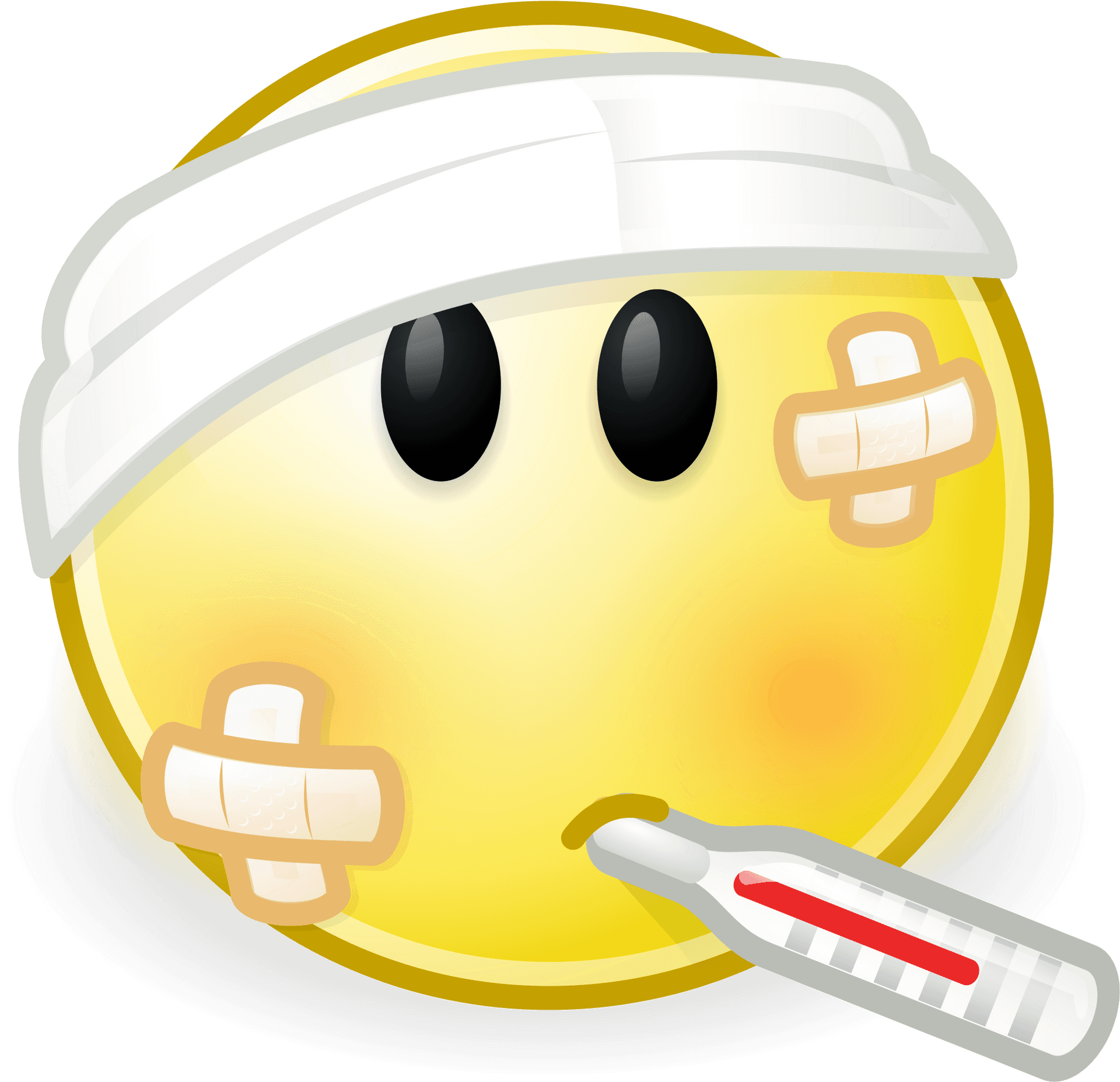 Sick Emojiwith Thermometerand Bandages PNG