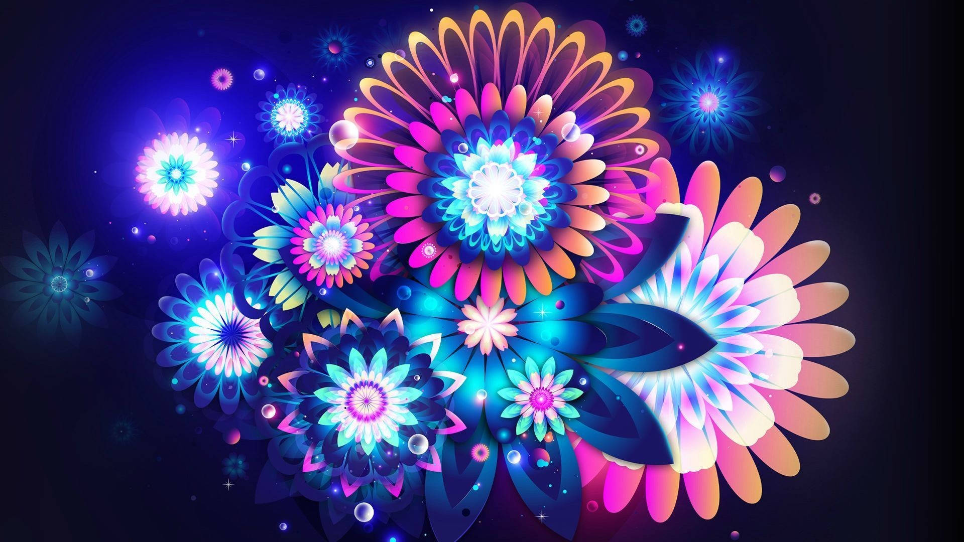 Sick Flower Pattern Glow Wallpaper
