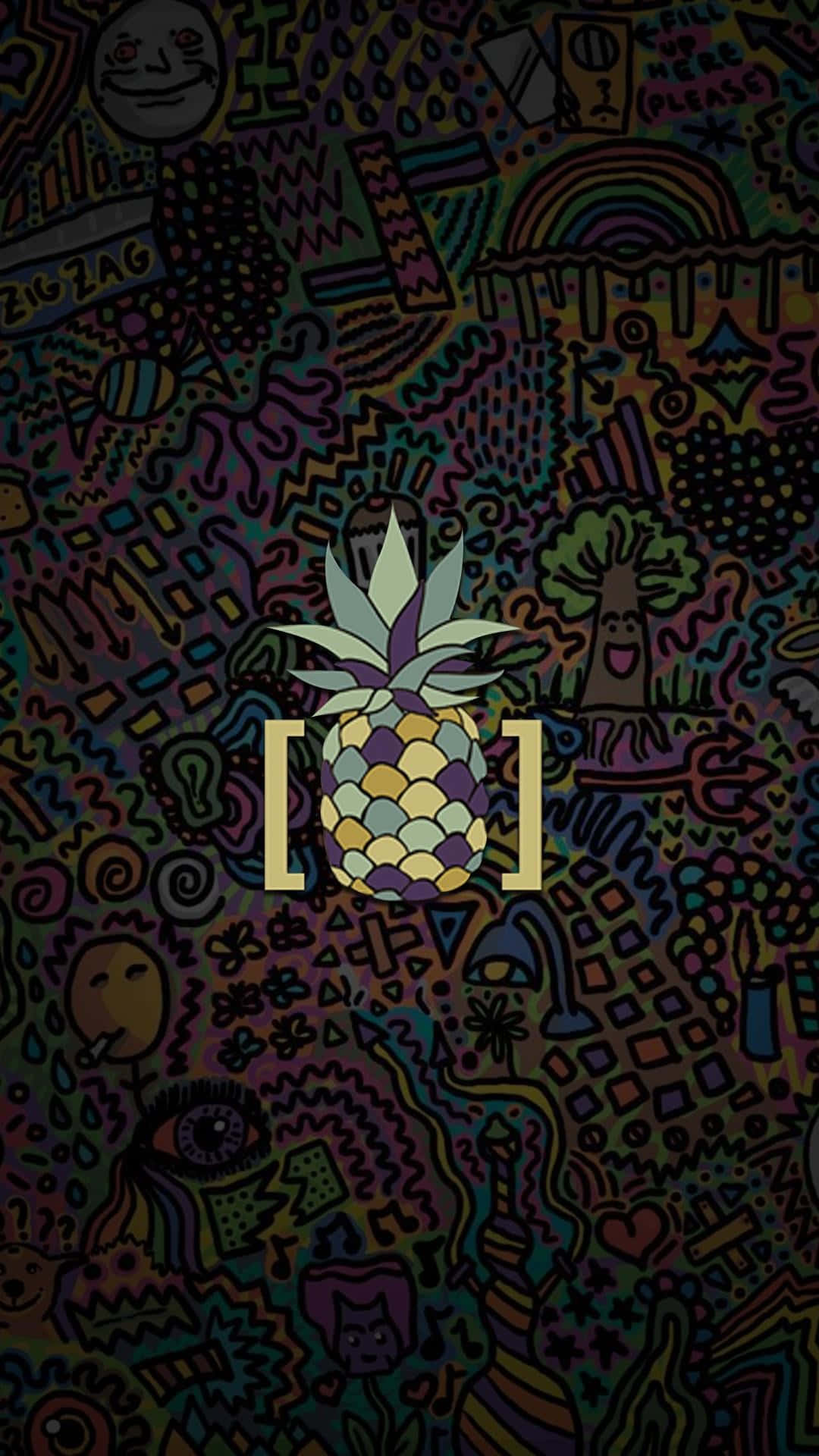 Et ananas logo med et farverigt baggrund Wallpaper