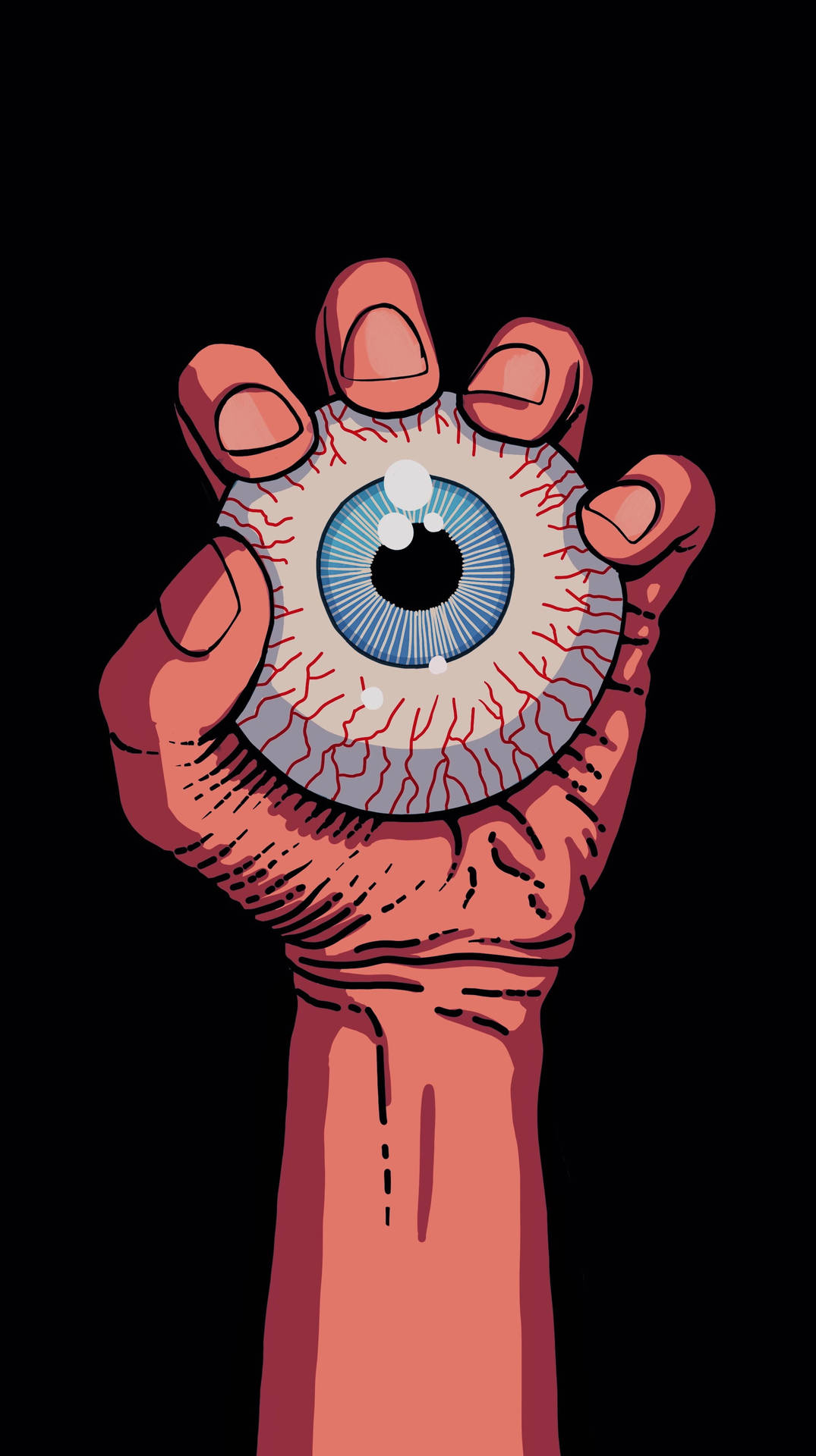 Download Sick Phone Hand And Eyeball Wallpaper 