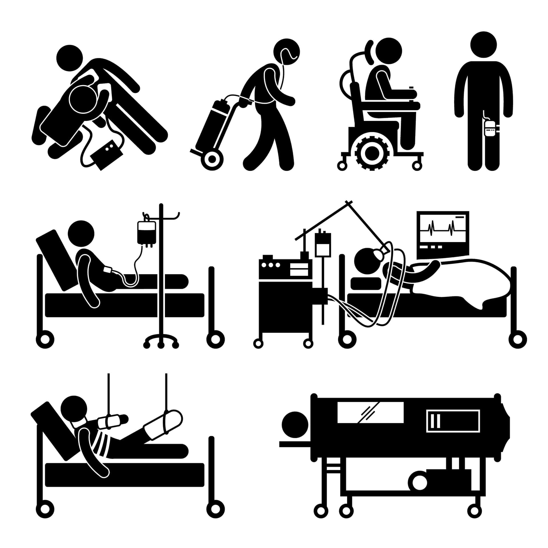 Hospital Icons With People In Bed