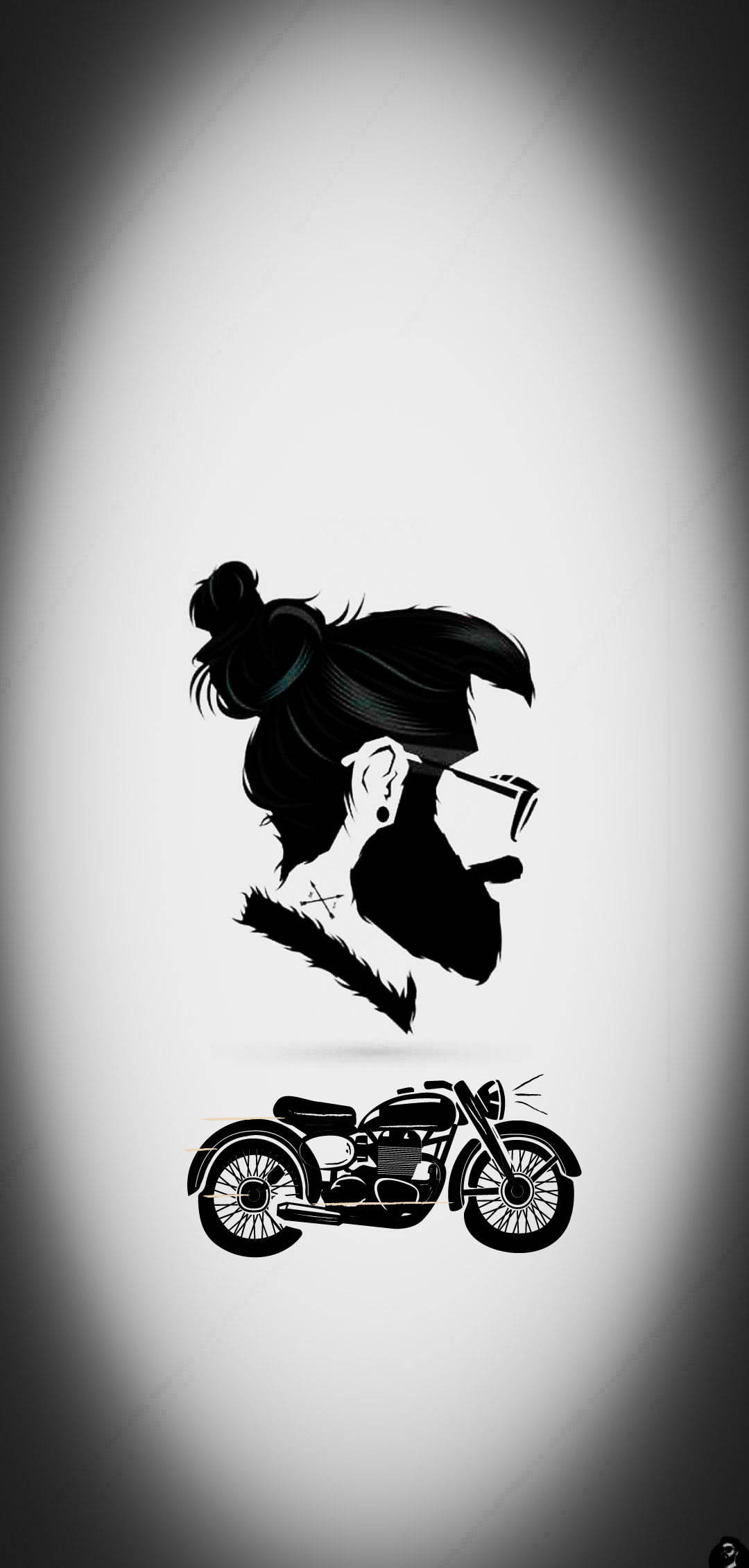 Side Angle Beard Logo With Motorcycle Digital Painting Wallpaper