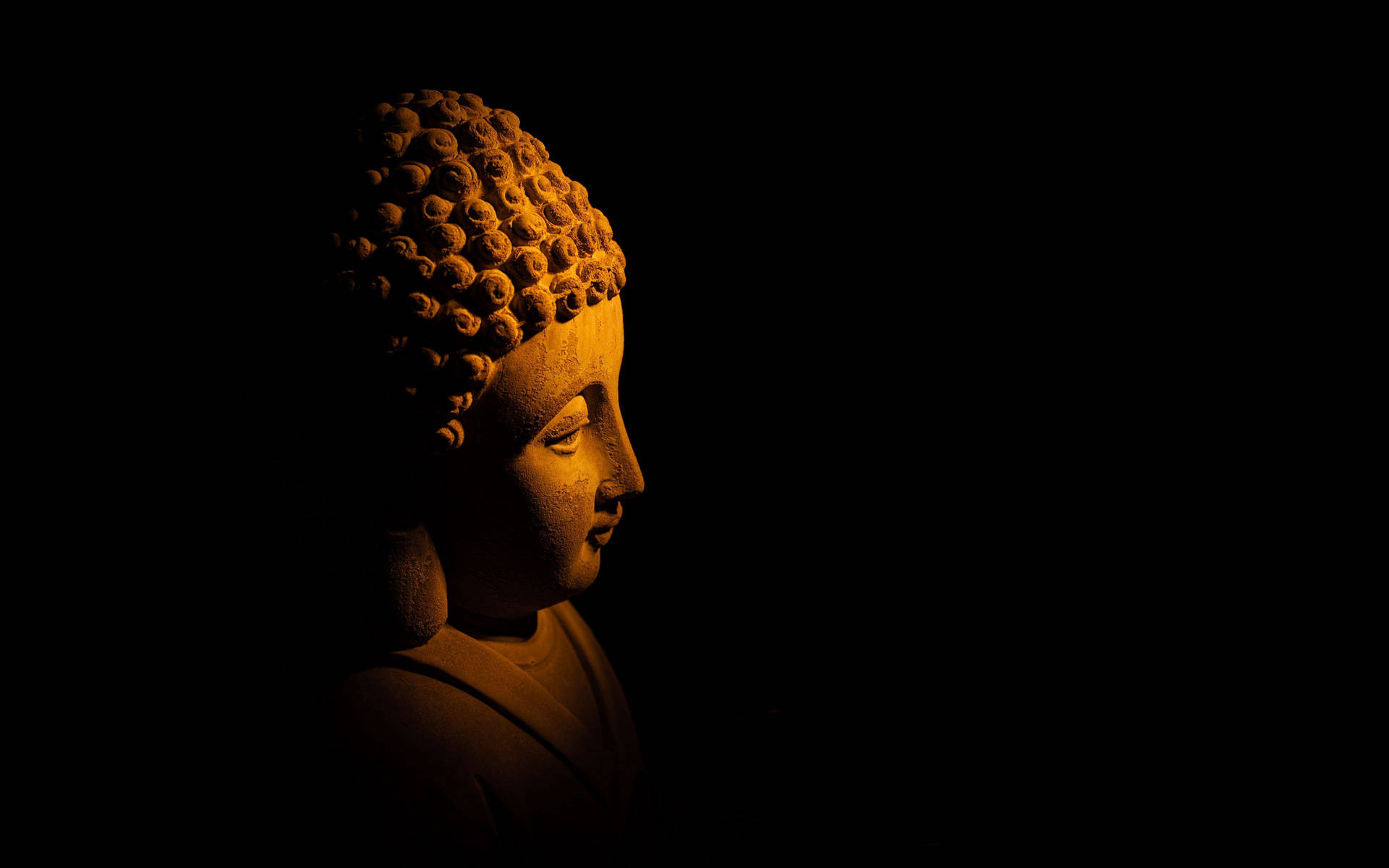 Side Profile Buddha Desktop Dim Backdrop Wallpaper