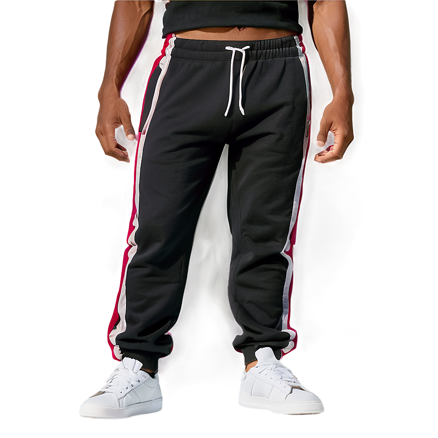 Side Stripe Black Sweatpants Png 06132024 PNG