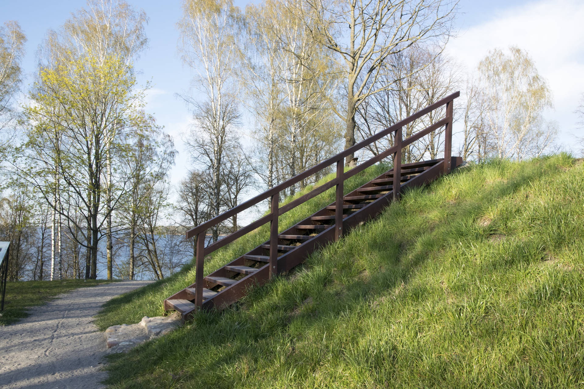 Side View Of Wooden Stairs In Lithuania