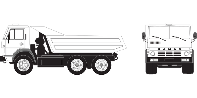 Sideand Front View Dump Truck Illustration PNG