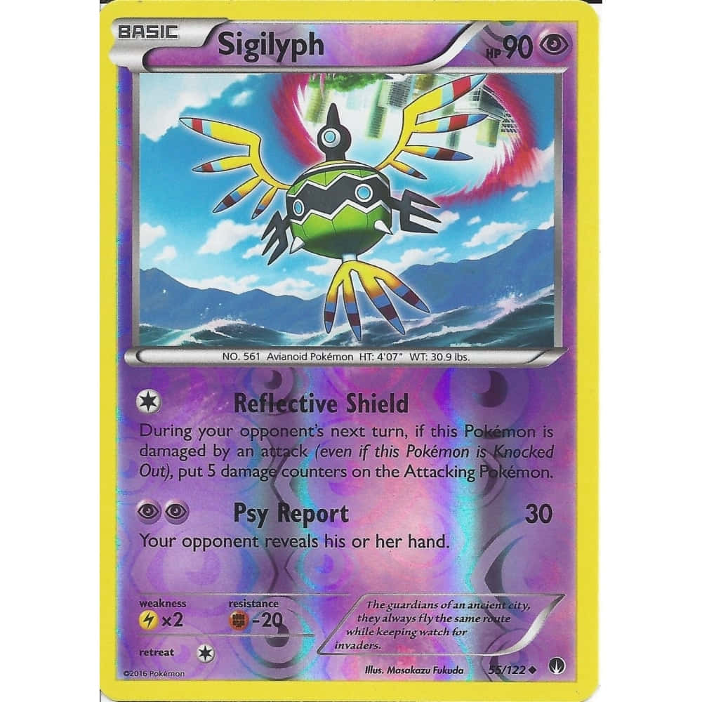 Sigilyph Card With Yellow Border Wallpaper