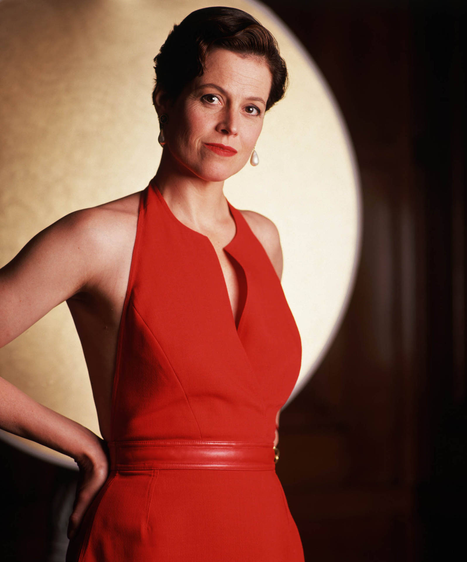 Sigourney Weaver Red Dress Actress Wallpaper