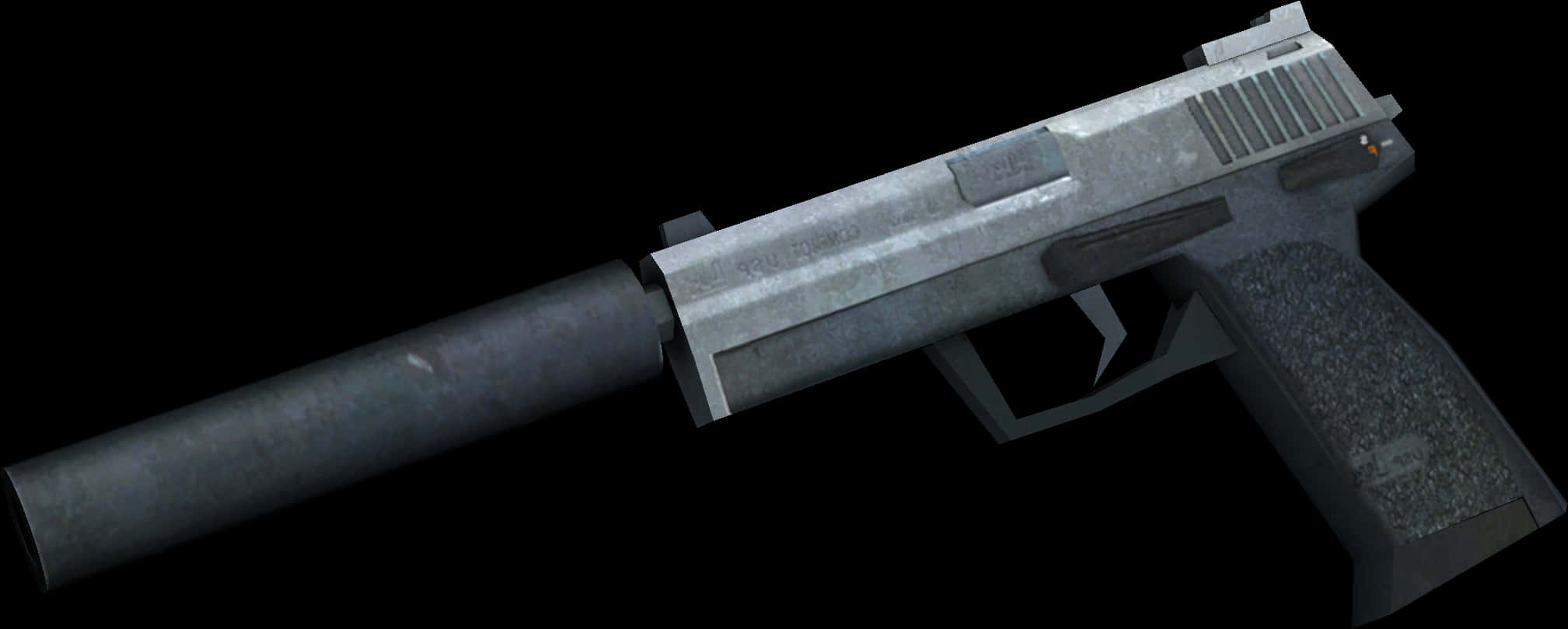 Silenced Pistol Isolatedon Black PNG