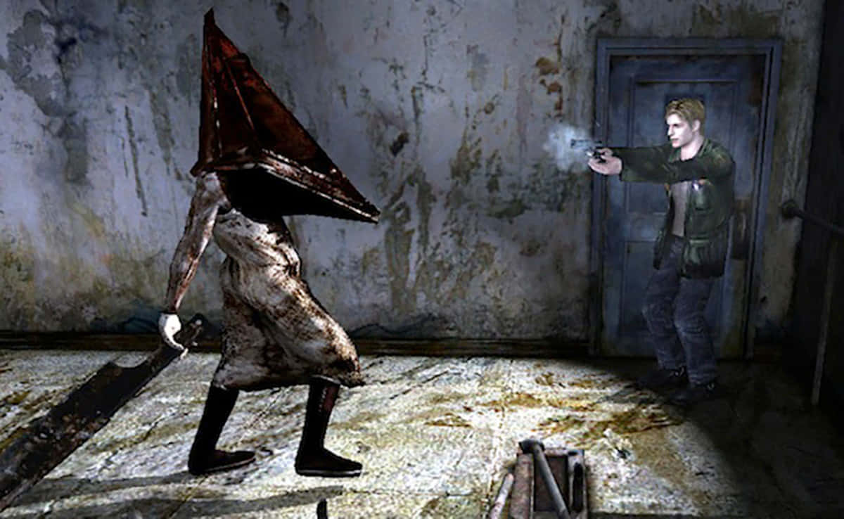 A chilling gathering of Silent Hill characters in the eerie town Wallpaper