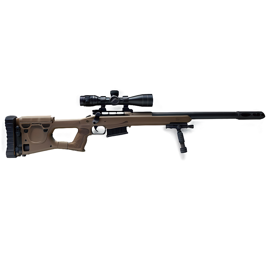 Silent Sniper Rifle With Suppressor Png Tdi30 PNG