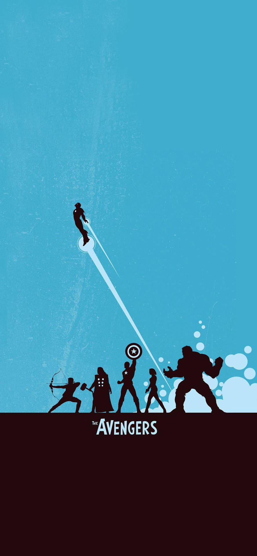Silhouette Avengers iPhone På Cerulean Baggrund Wallpaper