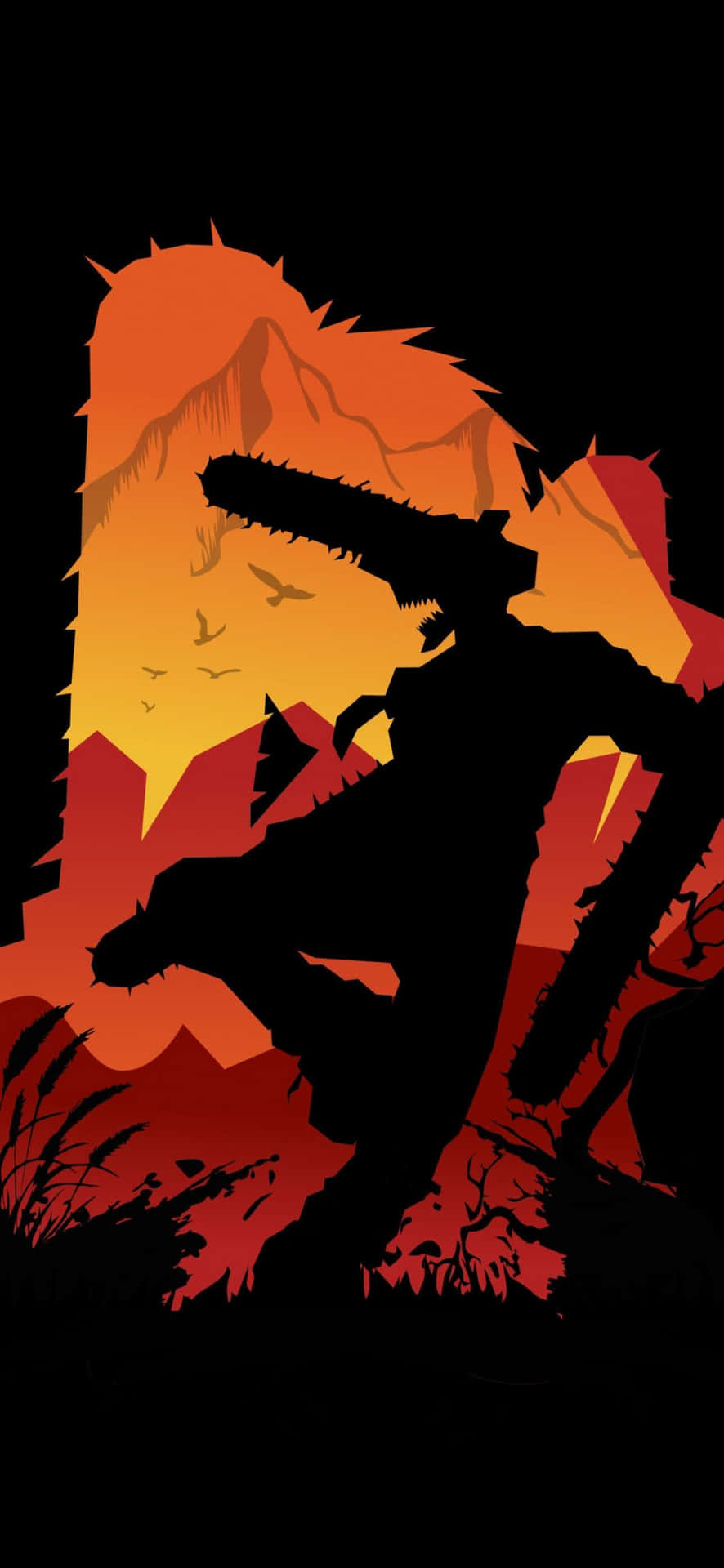 Silhouette Chainsaw Man Art Wallpaper