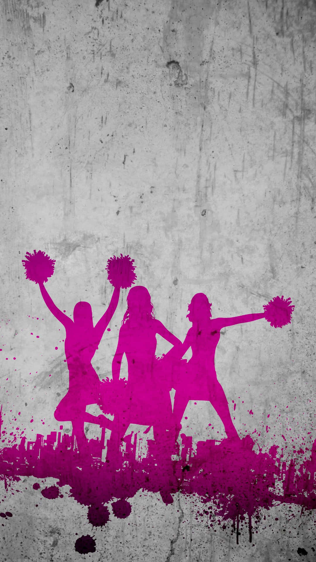 Silhouette Cheerleaders Grunge Background Wallpaper