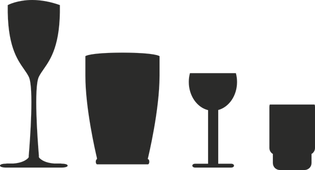Silhouette Collectionof Drinking Glasses PNG