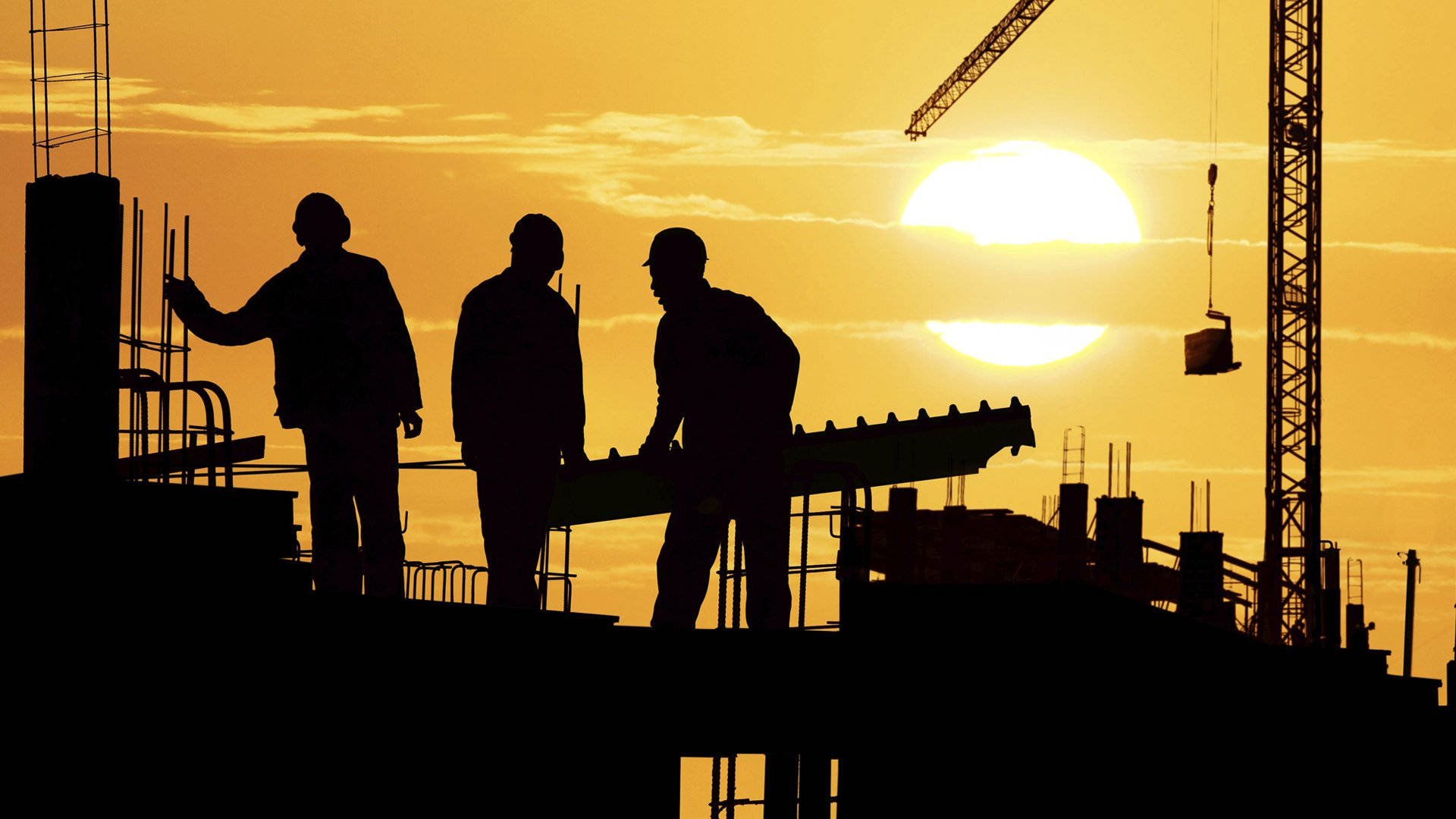 Silhouette Construction Workers Wallpaper