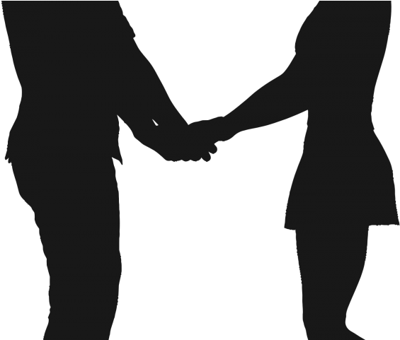 Silhouette Couple Holding Hands PNG