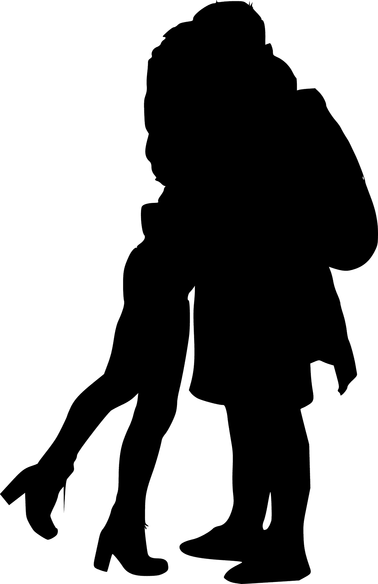 Silhouette Couple Hugging PNG
