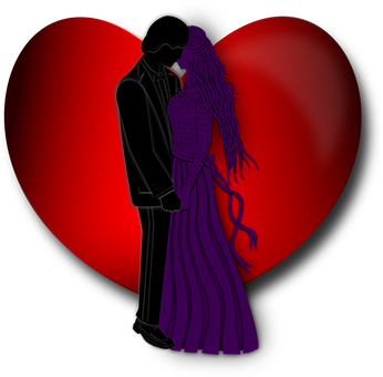 Silhouette Couple Love Heart Background PNG