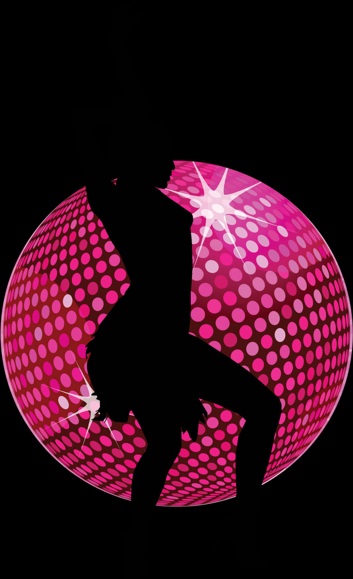 Silhouette Dancer Disco Ball Background PNG