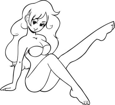 Silhouette Female Pose Outline PNG